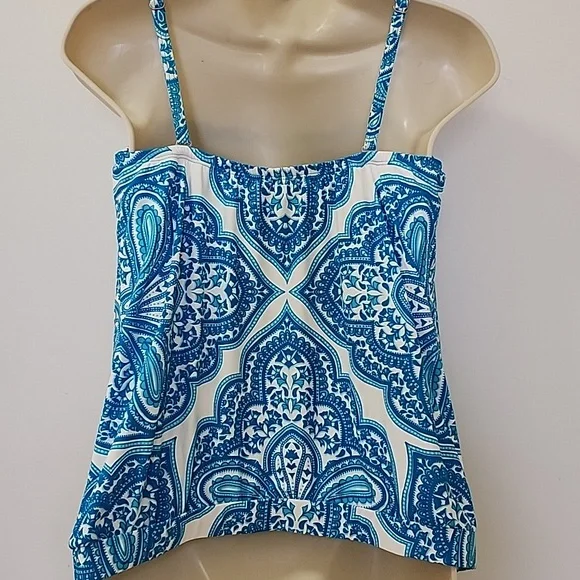 Beach House tankini top Blue Double Cross Back Strap Sz 10 - Picture 8 of 14
